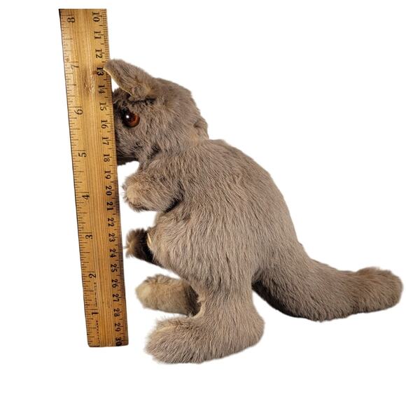 Vintage Real Fur Kangaroo Plush Toy with Joey, Brown 10" Stuffed Animal - Picture 8 of 16